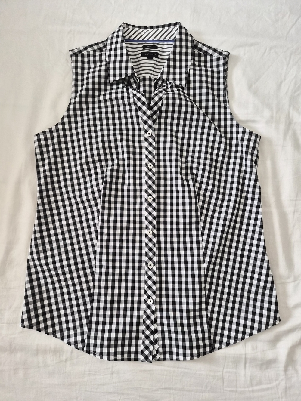 Talbots Black and White Gingham Sleeveless Button-Down Shirt